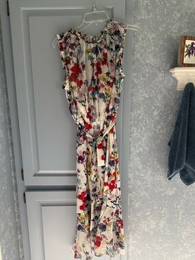 Adrianna Papell Floral Sleeveless sundress Midi Dress - White with Floral